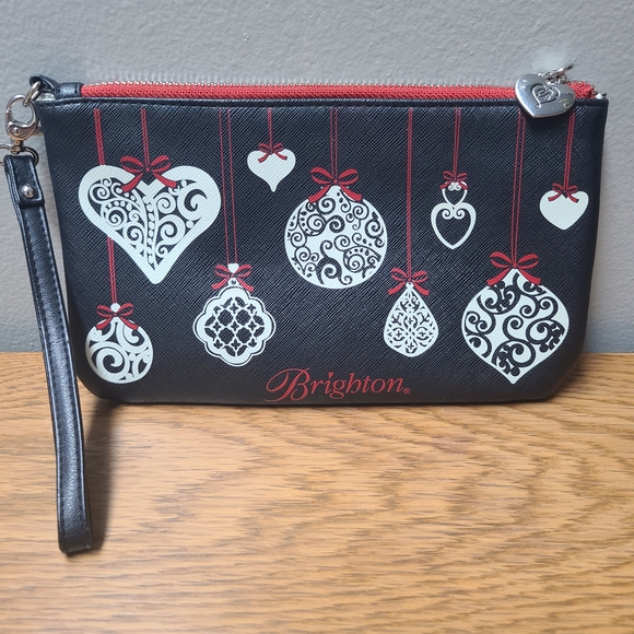 Brighton Black Wristlet with White and Red Accents - Picture 1 of 3
